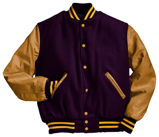 Maroon & Light Gold Premium Varsity Jacket