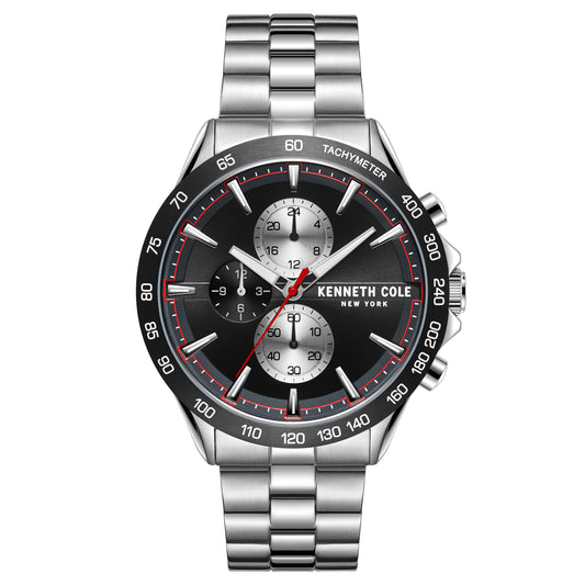 Kenneth Cole - Men's Dress Sport - Stainless Steel & Black/Red Watch